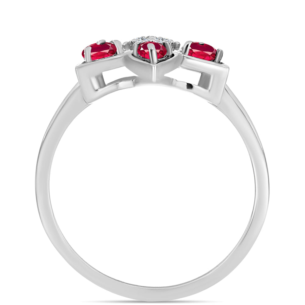 Stříbro 925/1000 - Prsten s Madagaskarským Rubínem a Bílým Topazem - Karátové číslo: 0.69. přibližná hmotnost: 3.15 gramů 2 