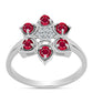 Stříbro 925/1000 - Prsten s Madagaskarským Rubínem a Bílým Topazem - Karátové číslo: 0.69. přibližná hmotnost: 3.15 gramů