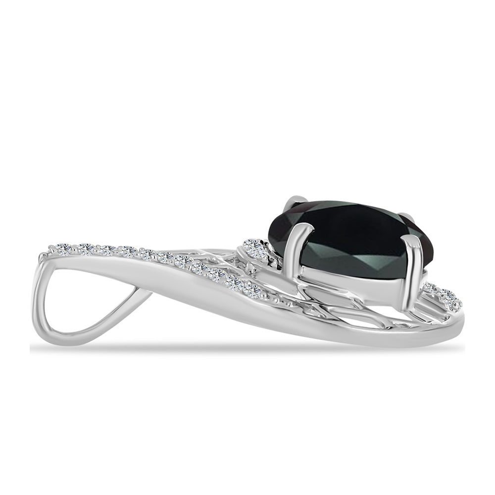 Stříbro 925/1000 - Přívěsek s Obsidiánem a Bílým Topazem - Karátové číslo: 3.31. přibližná hmotnost: 2.79 gramů