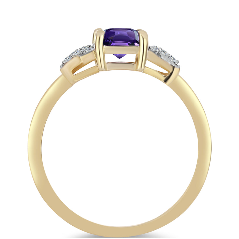 Pozlacené Stříbro 925/1000 - Prsten s Marockým Ametystem a Bílým Topazem - Karátové číslo: 1.04. přibližná hmotnost: 2.6 gramů 2 