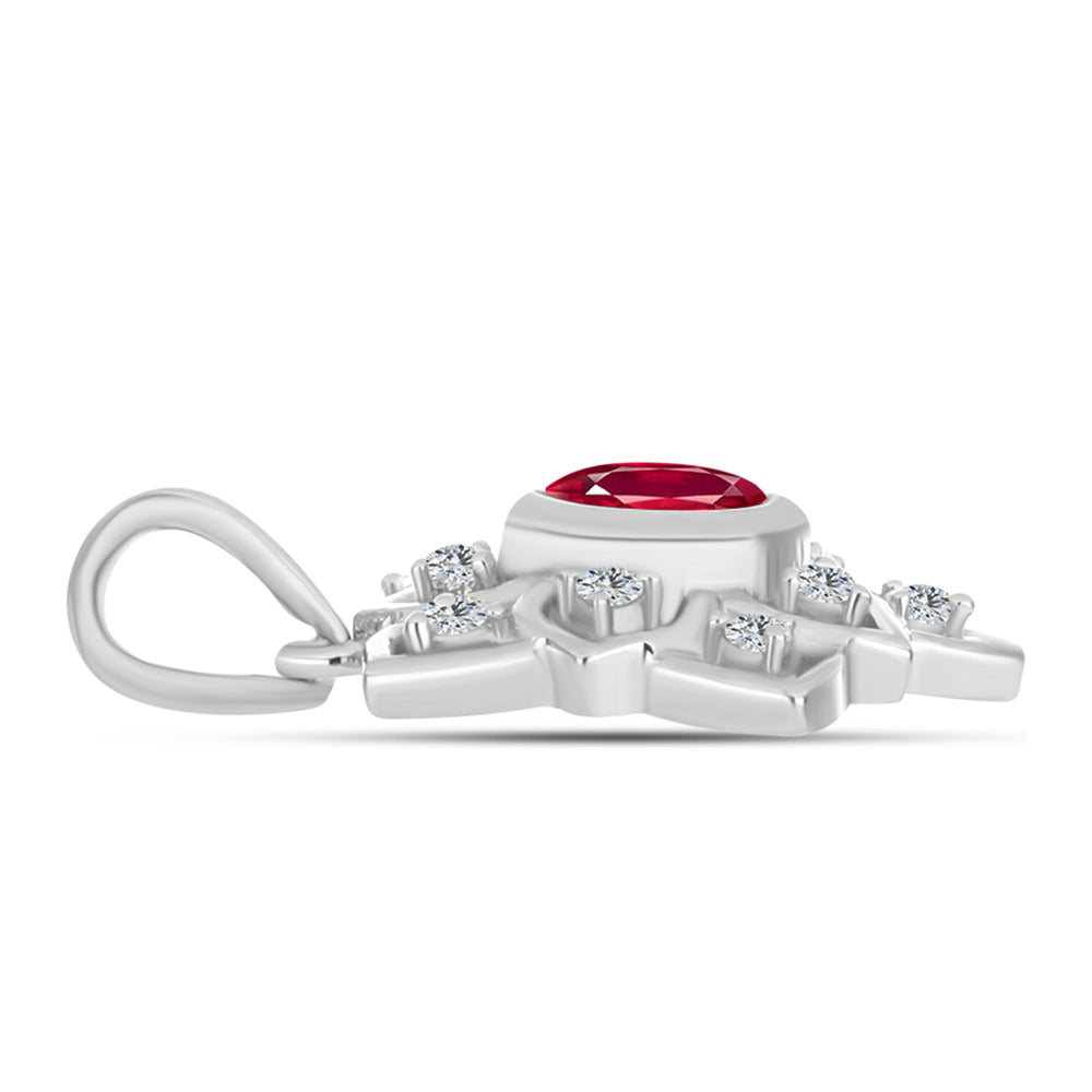 Stříbro 925/1000 - Přívěsek s Madagaskarským Rubínem a Bílým Topazem - Karátové číslo: 0.91. přibližná hmotnost: 2.14 gramů 2 