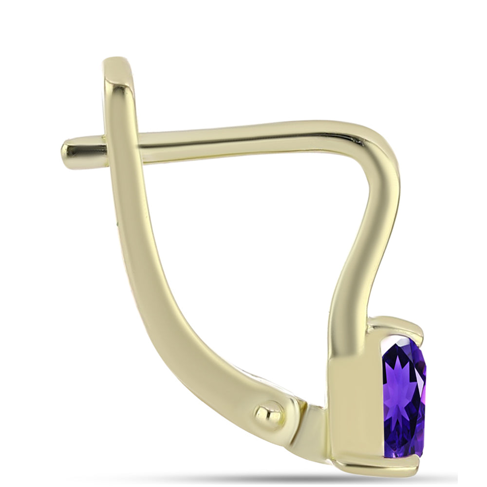 Pozlacené stříbro 925/1000 Náušnice s Marockým Ametystem - Karátové číslo: 0.76. přibližná hmotnost: 2.3 gramů 2 