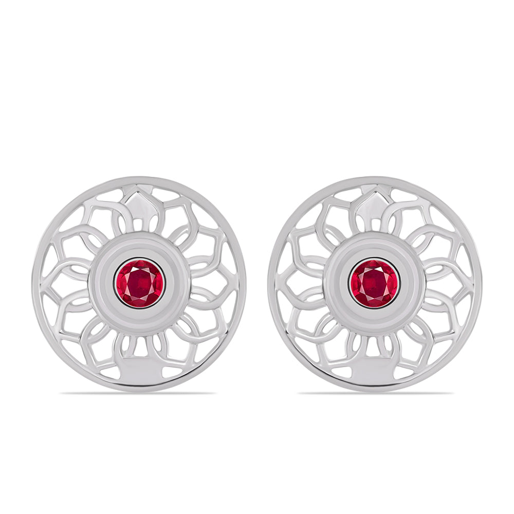 Stříbro 925/1000 - Náušnice s Madagaskarským Rubínem - Karátové číslo: 0.33. přibližná hmotnost: 3.82 gramů