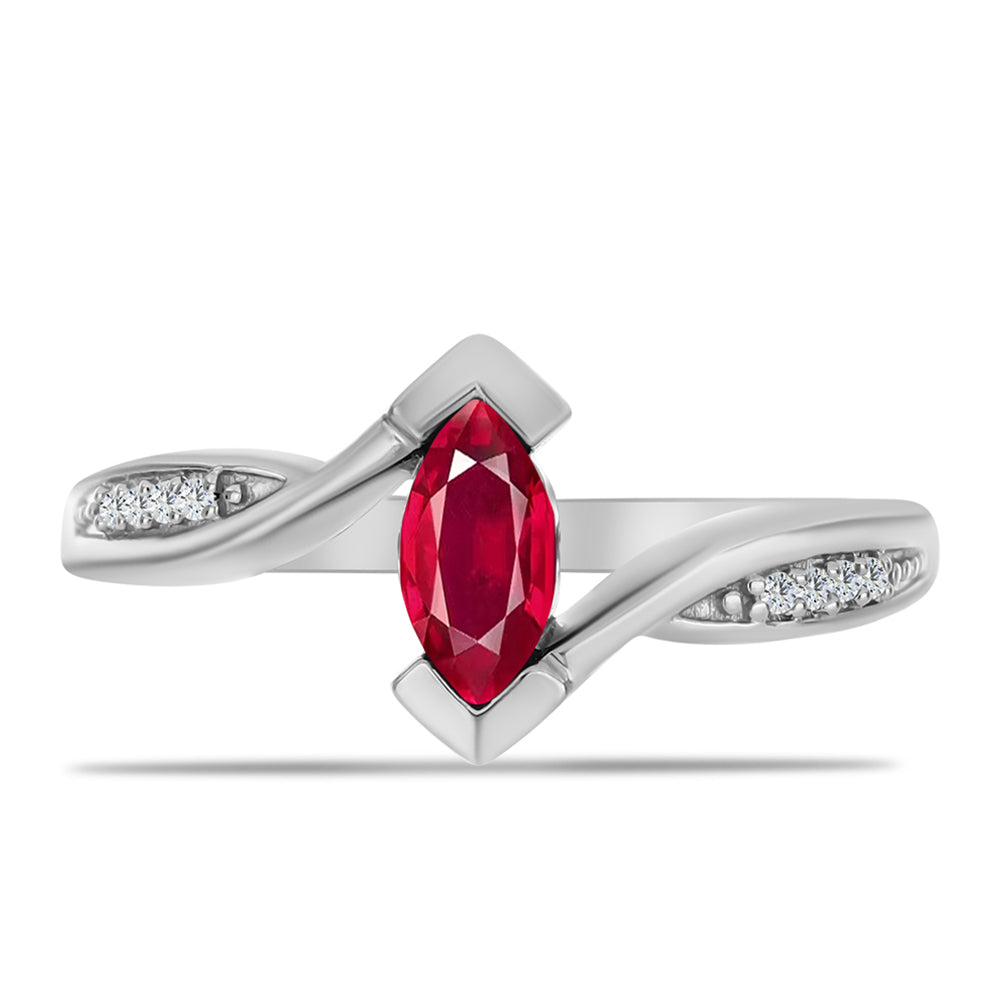 Stříbro 925/1000 - Prsten s Madagaskarským Rubínem a Bílým Topazem - Karátové číslo: 0.81. přibližná hmotnost: 3.44 gramů 1 