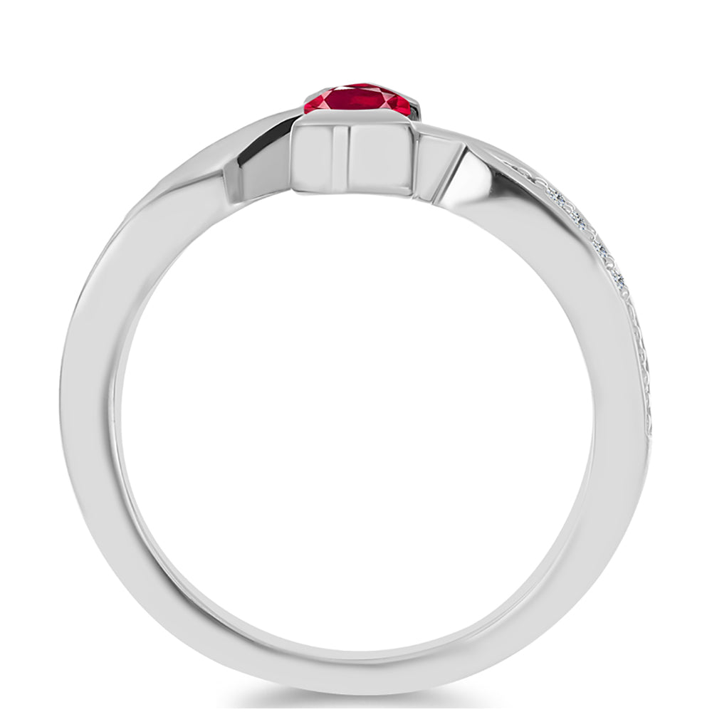 Stříbro 925/1000 - Prsten s Madagaskarským Rubínem a Bílým Topazem - Karátové číslo: 0.81. přibližná hmotnost: 3.44 gramů 2 
