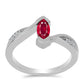 Stříbro 925/1000 - Prsten s Madagaskarským Rubínem a Bílým Topazem - Karátové číslo: 0.81. přibližná hmotnost: 3.44 gramů