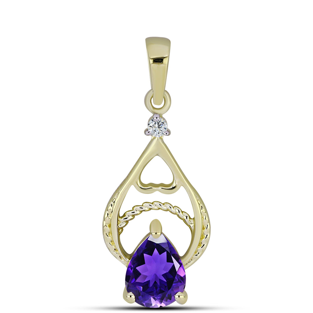 Pozlacené stříbro 925/1000 Přívěsek s Marockým Ametystem a Bílým Topazem - Karátové číslo: 0.89. přibližná hmotnost: 1.53 gramů 1 