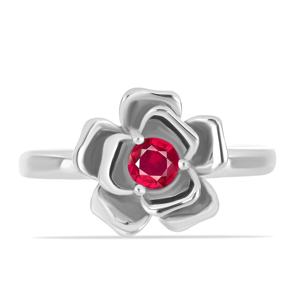 Stříbro 925/1000 - Prsten s Madagaskarským Rubínem - Karátové číslo: 0.39. přibližná hmotnost: 3.59 gramů