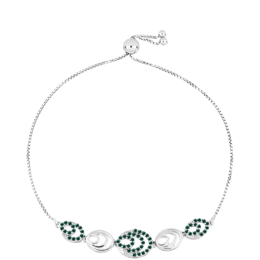 Stříbrný Náramek s Zelenkavý mořsky modrý Moissanitem 1 