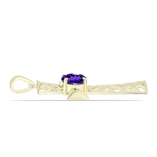 Pozlacené Stříbro 925/1000 - Přívěsek s Marockým Ametystem - Karátové číslo: 1.22. přibližná hmotnost: 2.96 gramů