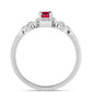 Stříbro 925/1000 - Prsten s Madagaskarským Rubínem a Bílým Topazem - Karátové číslo: 0.41. přibližná hmotnost: 2.49 gramů