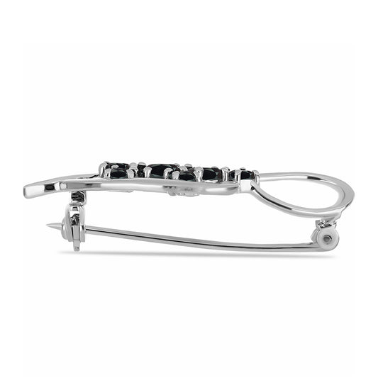 Stříbrný Brož s Obsidiánem