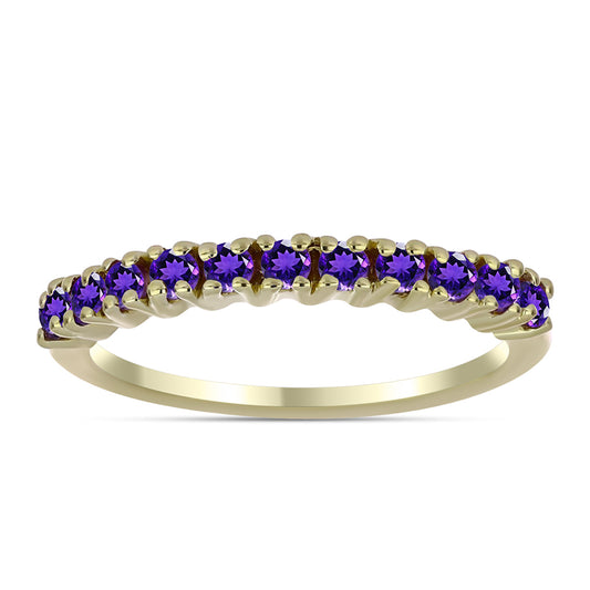 Pozlacené stříbro 925/1000 Prsten s Marockým Ametystem - Karátové číslo: 0.44. přibližná hmotnost: 1.53 gramů