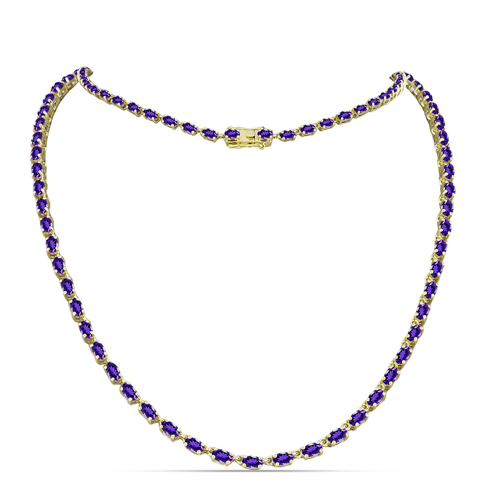 Pozlacené Stříbro 925/1000 - Náhrdelník s Marockým Ametystem - Karátové číslo: 13.8. přibližná hmotnost: 20.32 gramů