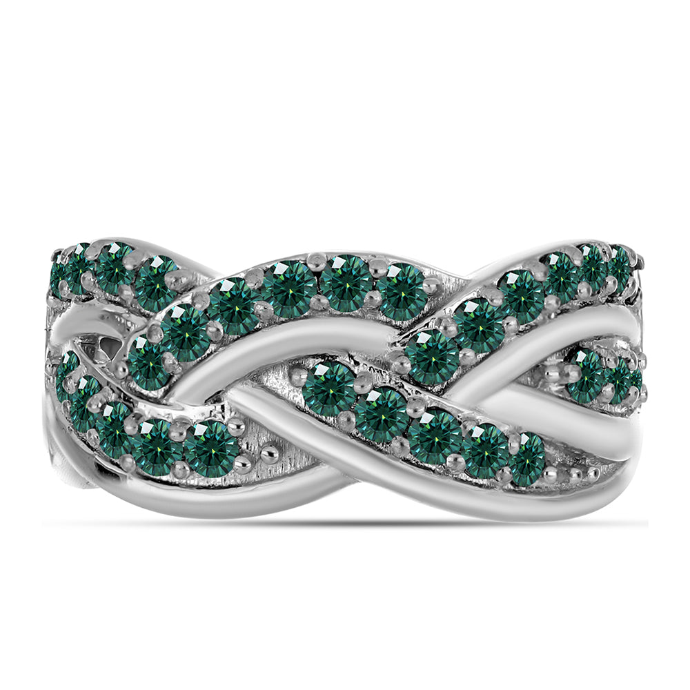 Stříbrný Prsten s Zelenkavý mořsky modrý Moissanitem 1 