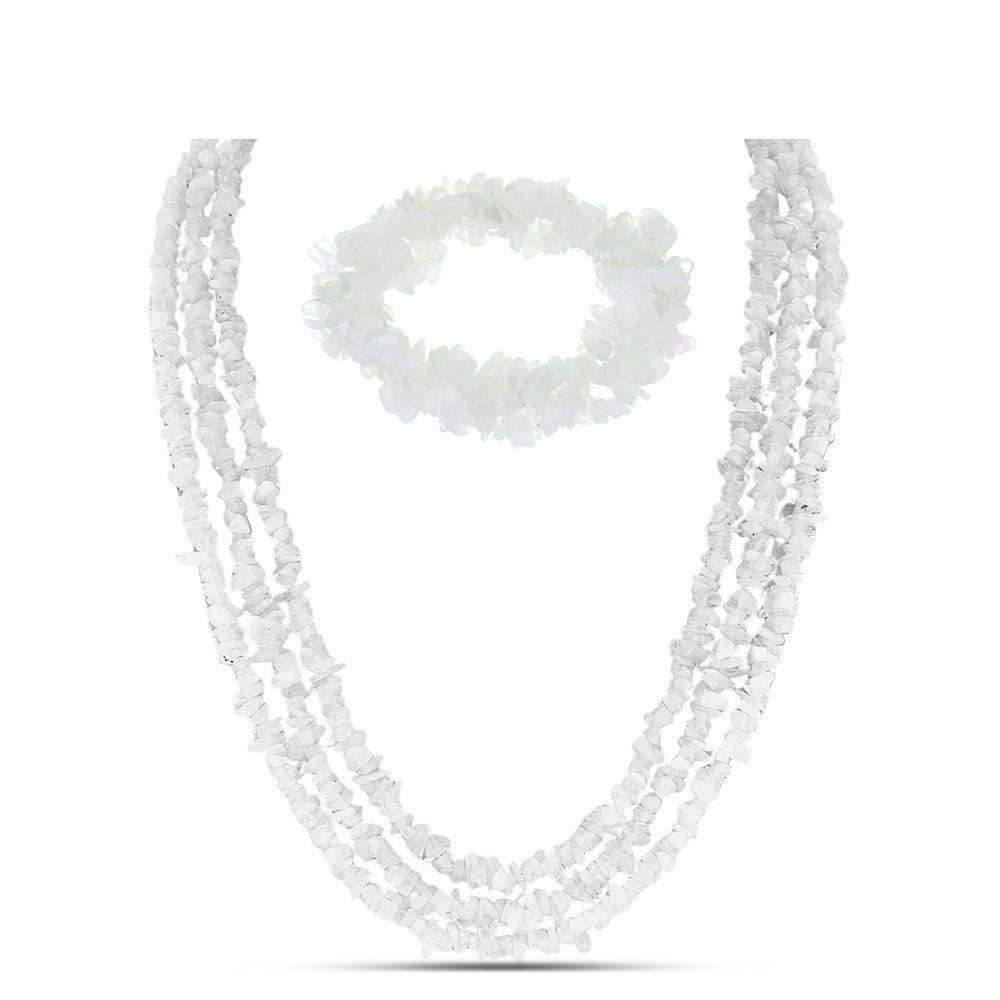 Nugetová Sada s Duhovým Měsíčním Kamenem - Karátové číslo: 603.88. přibližná hmotnost: 120.78 gramů ( Náhrdelník+Náramek )