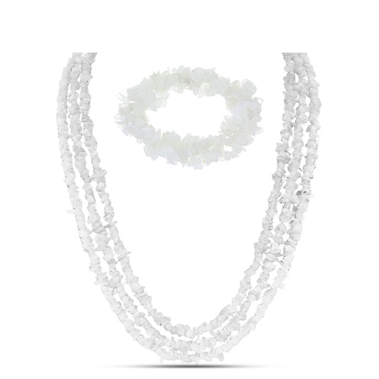 Nugetová Sada s Duhovým Měsíčním Kamenem ( Náhrdelník+Náramek )