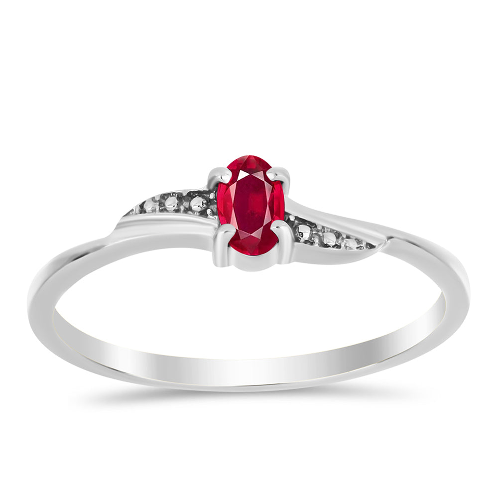 Stříbro 925/1000 - Prsten s Madagaskarským Rubínem - Karátové číslo: 0.36. přibližná hmotnost: 1.61 gramů
