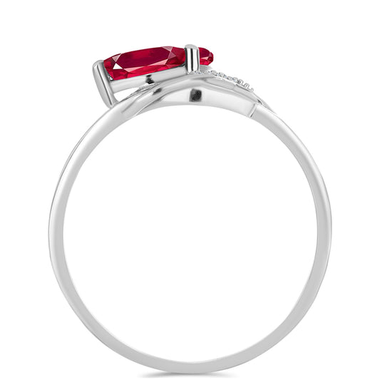 Stříbrný Prsten s Madagaskarským Rubínem a Bílým Topazem