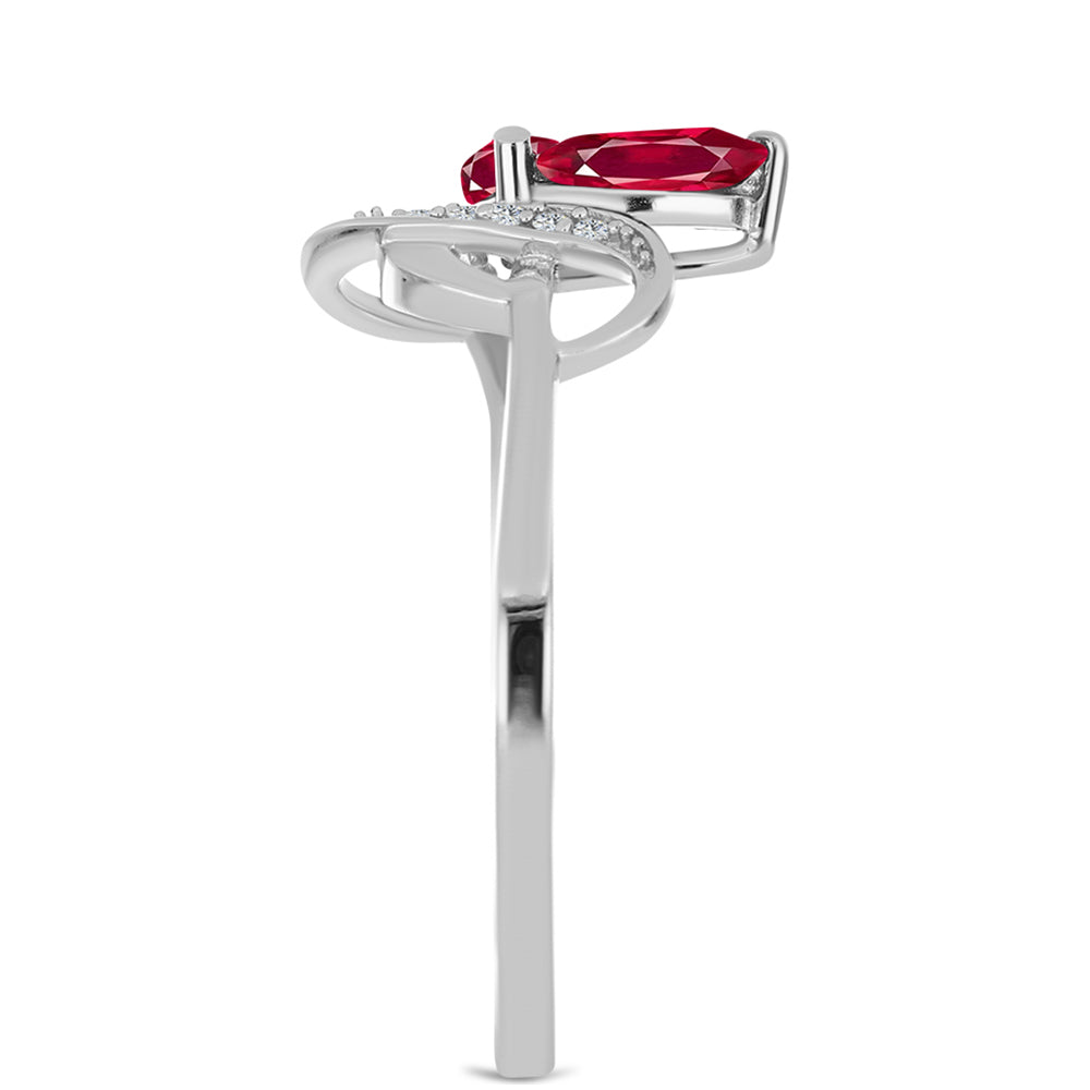 Stříbro 925/1000 - Prsten s Madagaskarským Rubínem a Bílým Topazem - Karátové číslo: 0.77. přibližná hmotnost: 1.78 gramů 4 