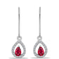 Stříbro 925/1000 - Náušnice s Madagaskarským Rubínem a Bílým Topazem - Karátové číslo: 0.9. přibližná hmotnost: 1.87 gramů