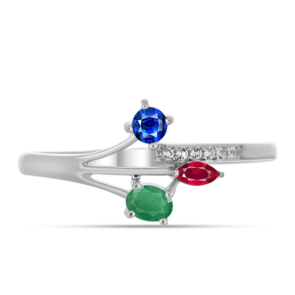 Stříbro 925/1000 - Sada s Madagaskarským Rubínem a Brazilským Smaragdem - Karátové číslo: 1.41. přibližná hmotnost: 3.98 gramů ( Náušnice+Prsten ) 3 