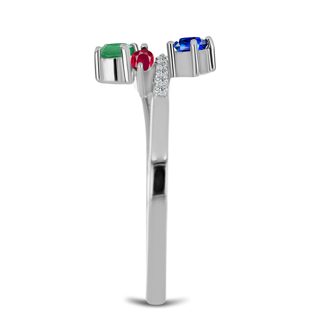 Stříbro 925/1000 - Sada s Madagaskarským Rubínem a Brazilským Smaragdem - Karátové číslo: 1.41. přibližná hmotnost: 3.98 gramů ( Náušnice+Prsten ) 7 