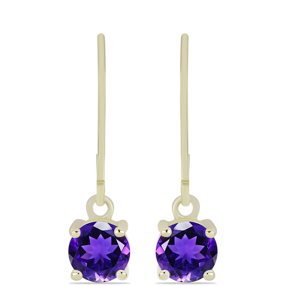 Pozlacené stříbro 925/1000 Náušnice s Marockým Ametystem - Karátové číslo: 1.57. přibližná hmotnost: 1.9 gramů