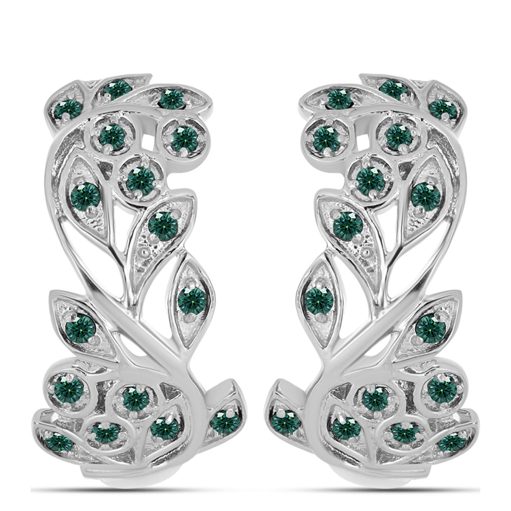 Stříbrné Náušnice s Zelenkavý mořsky modrý Moissanitem 1 