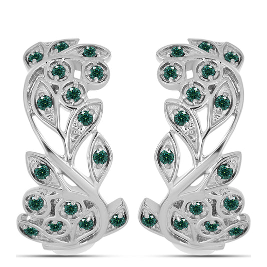 Stříbrné Náušnice s Zelenkavý mořsky modrý Moissanitem