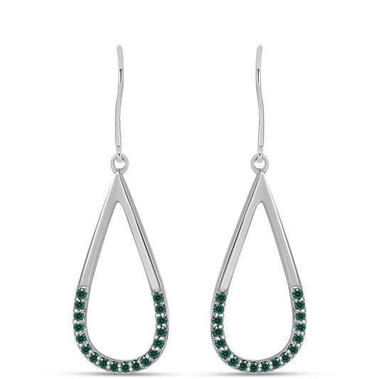 Stříbrné Náušnice s Zelenkavý mořsky modrý Moissanitem