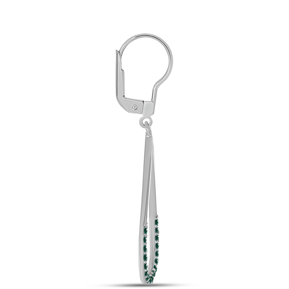 Stříbrné Náušnice s Zelenkavý mořsky modrý Moissanitem 2 