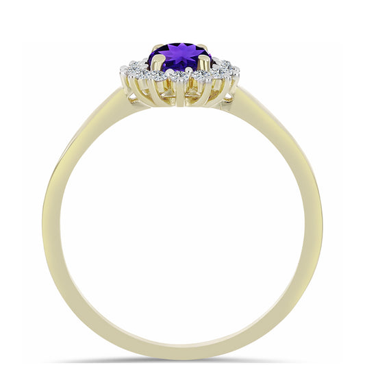 Pozlacené Stříbro 925/1000 - Prsten s Marockým Ametystem a Bílým Topazem - Karátové číslo: 0.96. přibližná hmotnost: 2.43 gramů