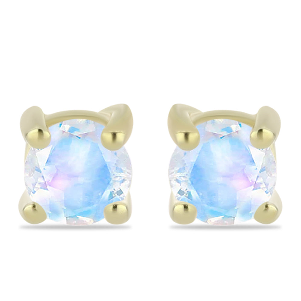 Pozlacené Stříbro 925/1000 - Náušnice s Duhovým Měsíčním Kamenem - Karátové číslo: 0.51. přibližná hmotnost: 0.9 gramů 1 