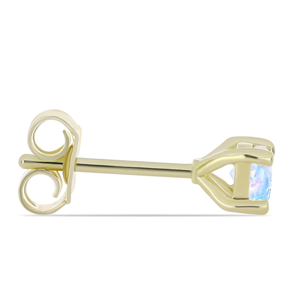 Pozlacené Stříbro 925/1000 - Náušnice s Duhovým Měsíčním Kamenem - Karátové číslo: 0.51. přibližná hmotnost: 0.9 gramů 2 