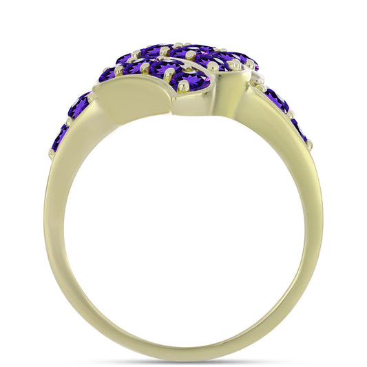 Pozlacené Stříbro 925/1000 - Prsten s Marockým Ametystem - Karátové číslo: 1.31. přibližná hmotnost: 3.79 gramů