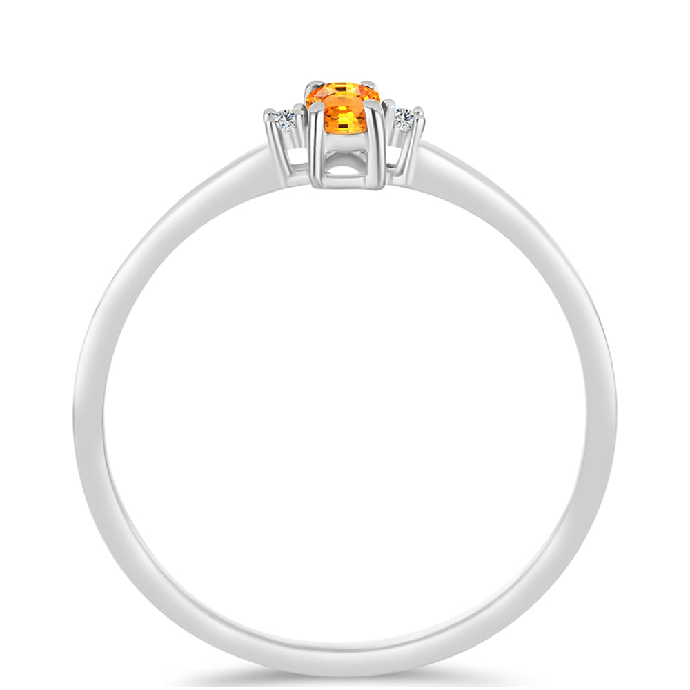 Stříbro 925/1000 - Prsten s Padparadscha Safírem a Bílým Topazem - Karátové číslo: 0.32. přibližná hmotnost: 1.48 gramů 2 