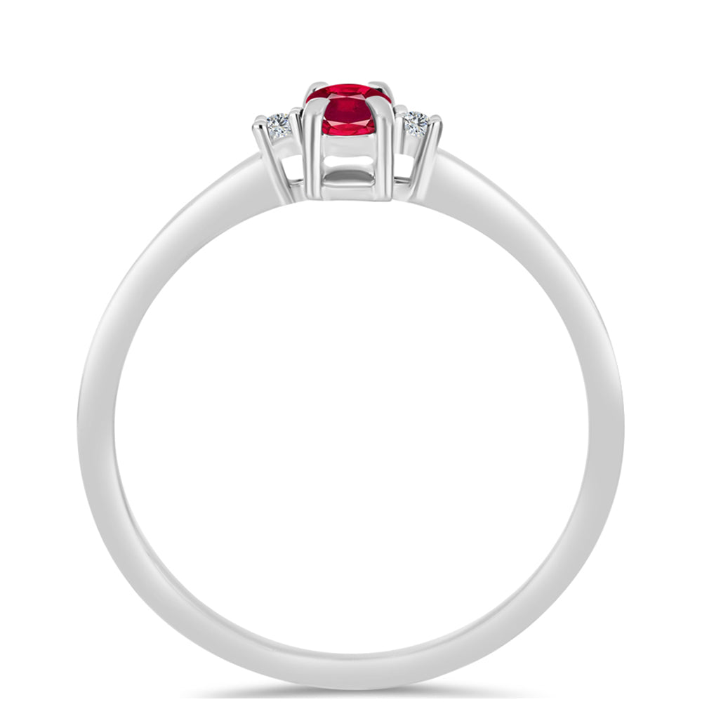 Stříbro 925/1000 - Prsten s Madagaskarským Rubínem a Bílým Topazem - Karátové číslo: 0.38. přibližná hmotnost: 1.49 gramů 2 