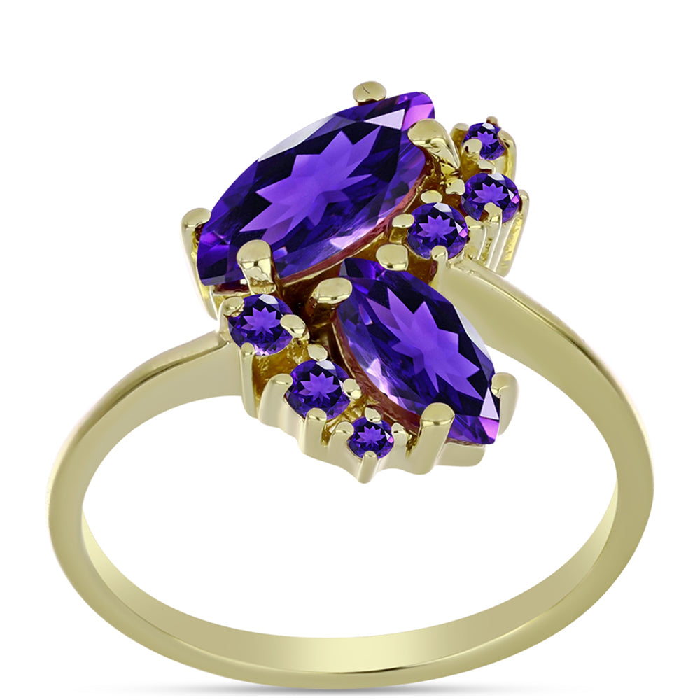 Pozlacené stříbro 925/1000 Prsten s Marockým Ametystem - Karátové číslo: 1.64. přibližná hmotnost: 2.99 gramů 3 