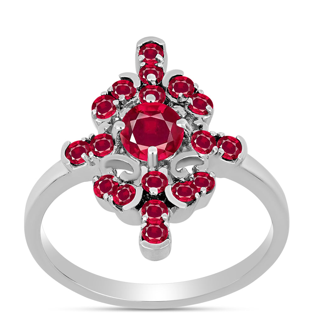 Stříbro 925/1000 - Prsten s Madagaskarským Rubínem - Karátové číslo: 1.73. přibližná hmotnost: 3.64 gramů