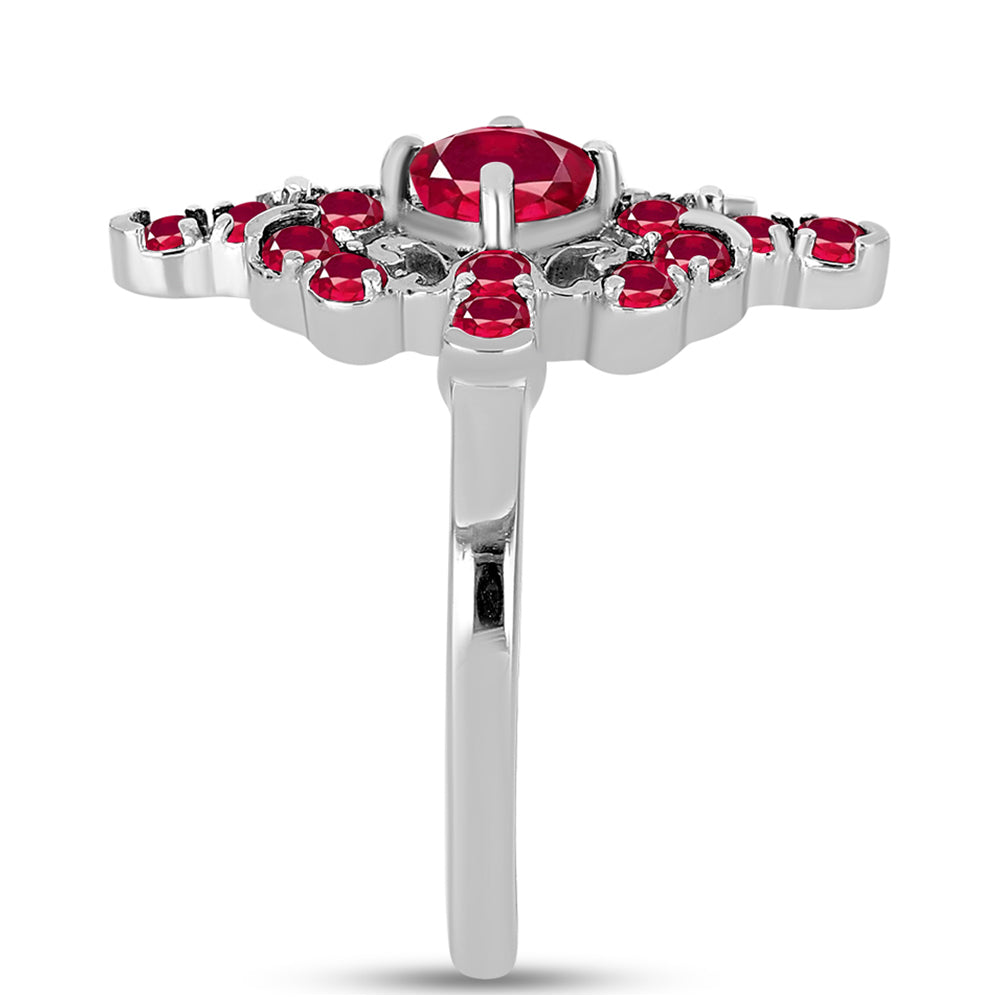 Stříbro 925/1000 - Prsten s Madagaskarským Rubínem - Karátové číslo: 1.73. přibližná hmotnost: 3.64 gramů