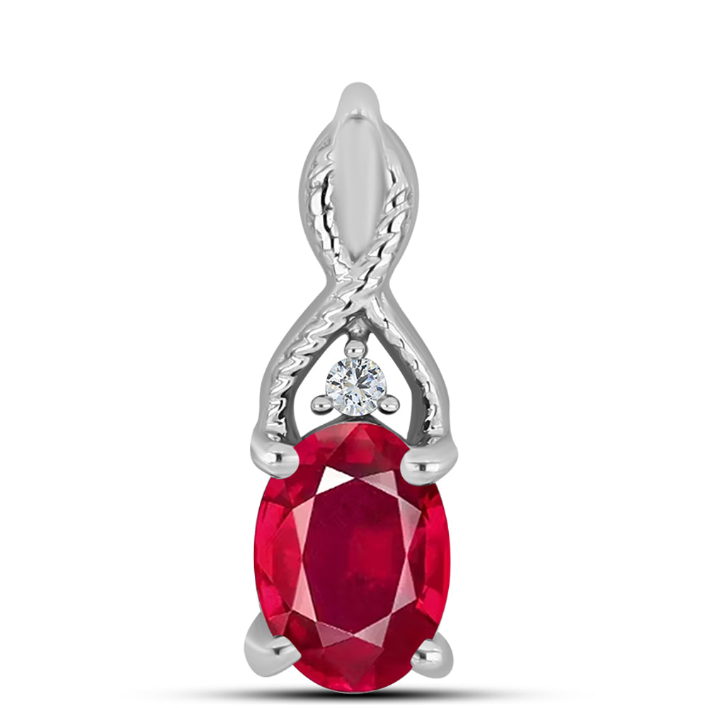Stříbro 925/1000 - Přívěsek s Madagaskarským Rubínem a Bílým Topazem - Karátové číslo: 1.08. přibližná hmotnost: 0.83 gramů