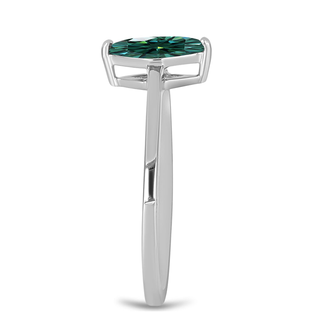 Stříbrný Prsten s Zelenkavý mořsky modrý Moissanitem 4 