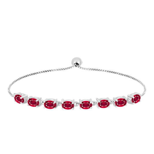 Stříbro 925/1000 Náramek s Madagaskarským Rubínem - Karátové číslo: 4.4. přibližná hmotnost: 5.23 gramů