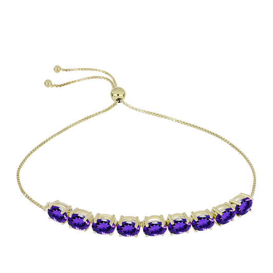 Pozlacený Stříbrný Náramek s Marockým Ametystem