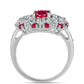Stříbrný Prsten s Madagaskarským Rubínem a Bílým Topazem