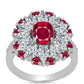 Stříbrný Prsten s Madagaskarským Rubínem a Bílým Topazem