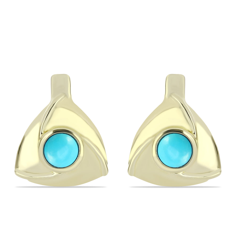 Pozlacené Stříbro 925/1000 - Náušnice s Tyrkysem Sleeping Beauty - Karátové číslo: 0.53. přibližná hmotnost: 3.84 gramů