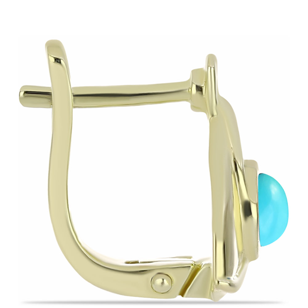 Pozlacené Stříbro 925/1000 - Náušnice s Tyrkysem Sleeping Beauty - Karátové číslo: 0.53. přibližná hmotnost: 3.84 gramů 2 