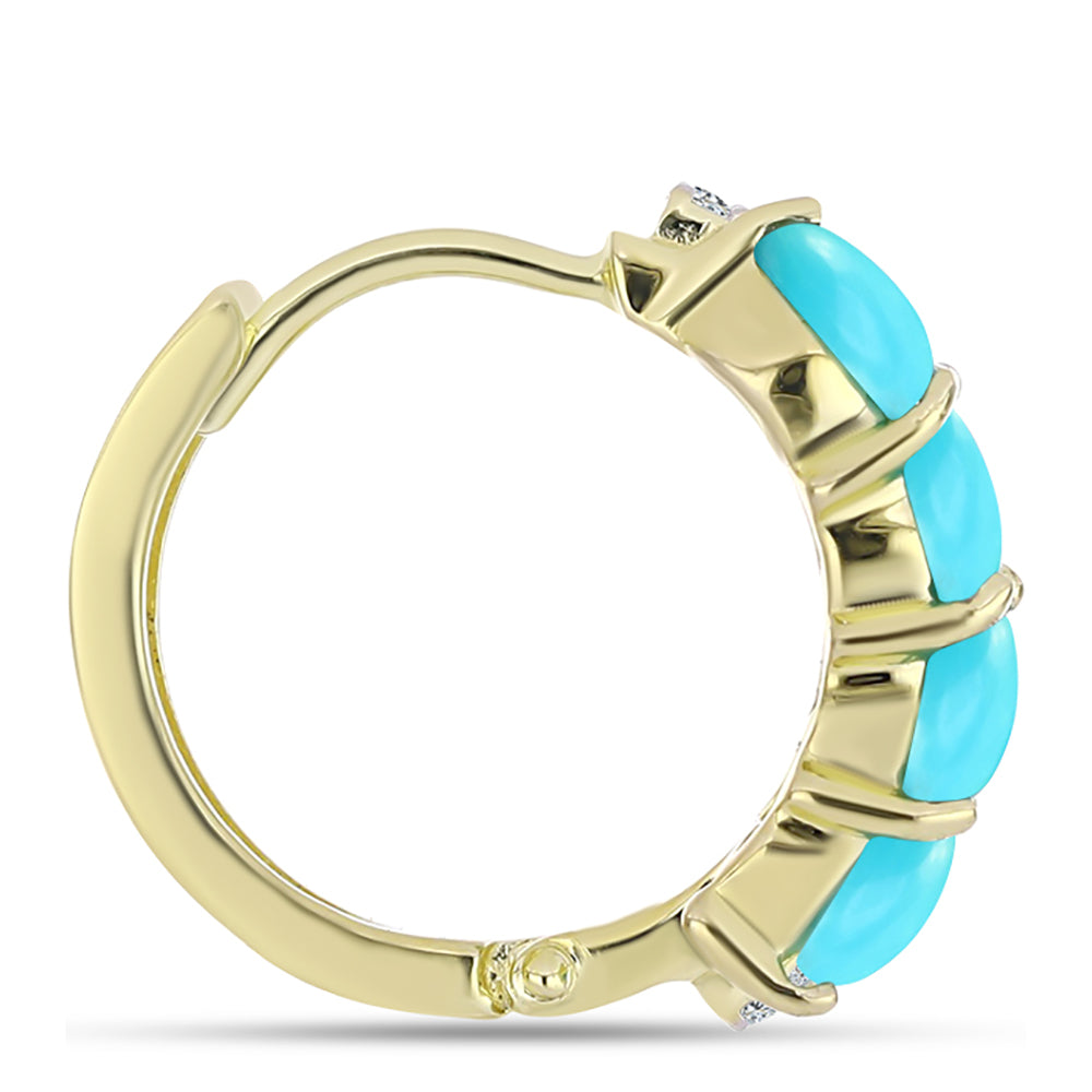 Pozlacené Stříbrné Náušnice s Tyrkysem Sleeping Beauty a Bílým Topazem